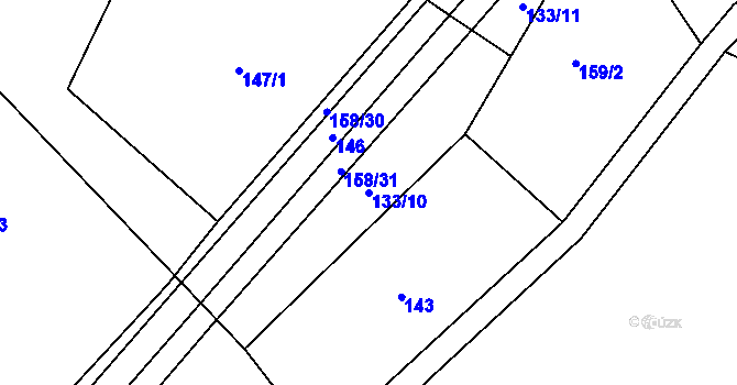 Parcela st. 133/10 v KÚ Páleč u Zlonic, Katastrální mapa