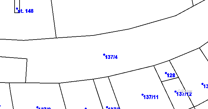 Parcela st. 137/4 v KÚ Páleč u Zlonic, Katastrální mapa
