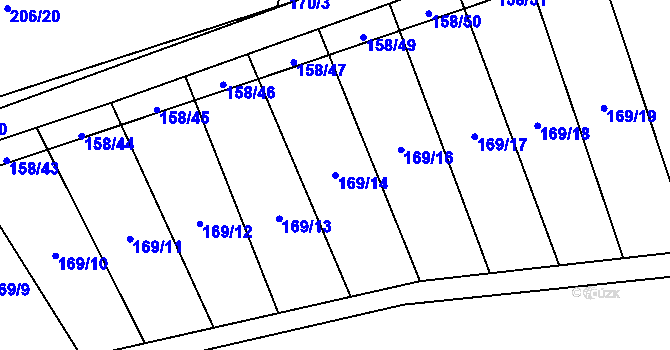 Parcela st. 169/14 v KÚ Páleč u Zlonic, Katastrální mapa