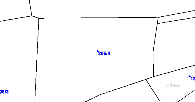 Parcela st. 206/4 v KÚ Páleč u Zlonic, Katastrální mapa