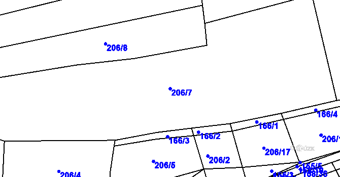 Parcela st. 206/7 v KÚ Páleč u Zlonic, Katastrální mapa