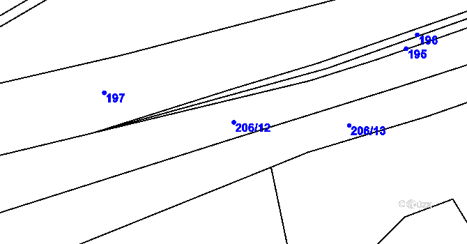 Parcela st. 206/12 v KÚ Páleč u Zlonic, Katastrální mapa