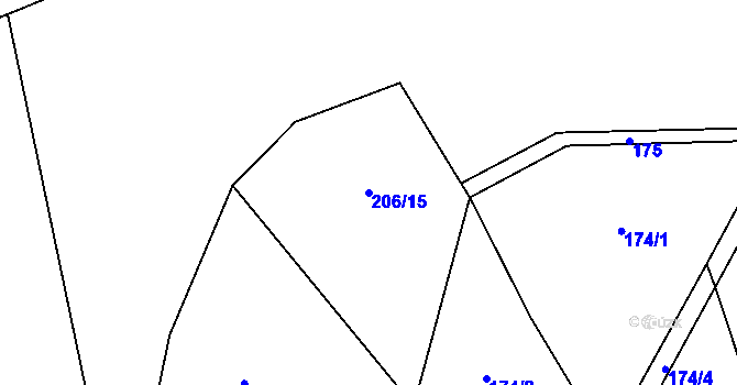 Parcela st. 206/15 v KÚ Páleč u Zlonic, Katastrální mapa