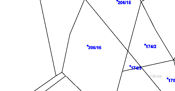 Parcela st. 206/16 v KÚ Páleč u Zlonic, Katastrální mapa