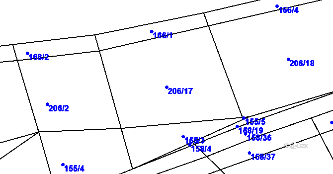Parcela st. 206/17 v KÚ Páleč u Zlonic, Katastrální mapa