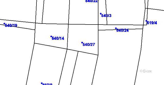 Parcela st. 540/27 v KÚ Páleč u Zlonic, Katastrální mapa