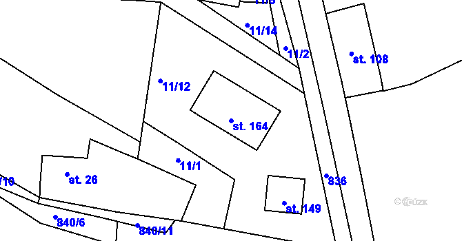 Parcela st. 164 v KÚ Páleč u Zlonic, Katastrální mapa