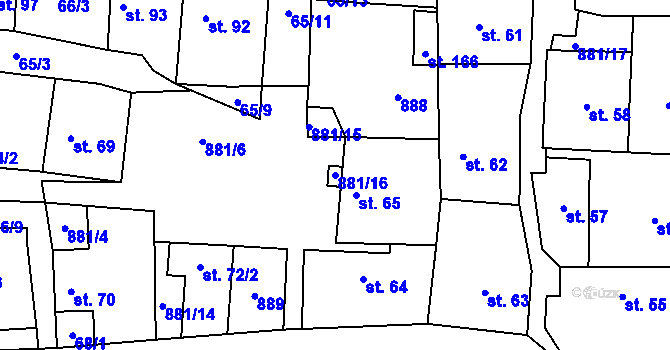 Parcela st. 881/16 v KÚ Páleč u Zlonic, Katastrální mapa