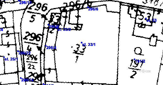Parcela st. 33/1 v KÚ Čeradice u Pálečku, Katastrální mapa