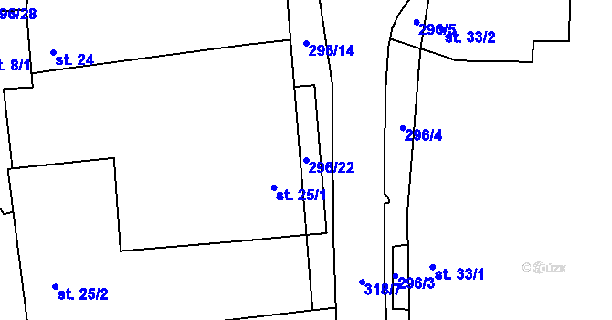 Parcela st. 296/22 v KÚ Čeradice u Pálečku, Katastrální mapa