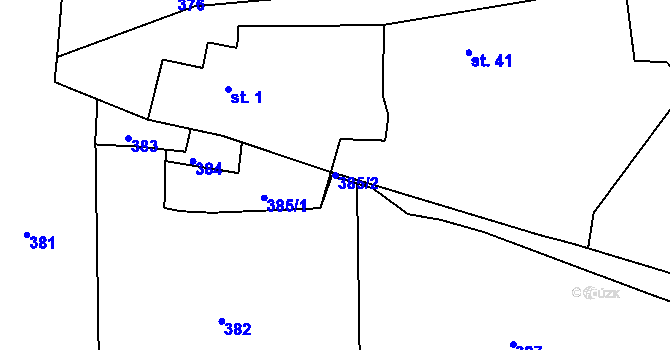 Parcela st. 385/2 v KÚ Čeradice u Pálečku, Katastrální mapa