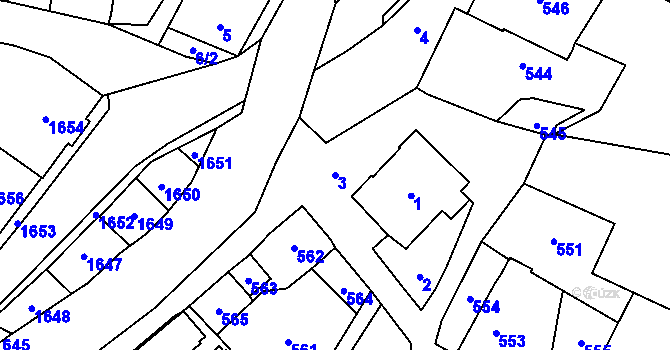 Parcela st. 3 v KÚ Palkovice, Katastrální mapa