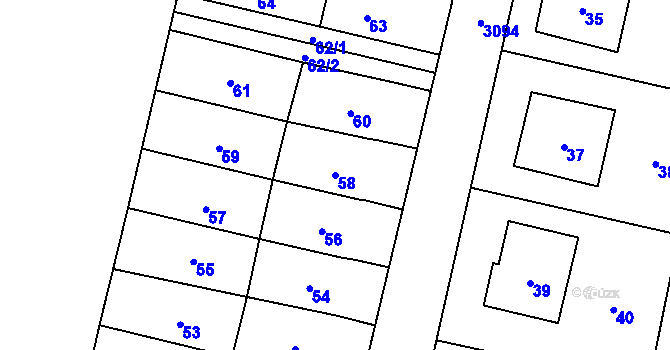 Parcela st. 58 v KÚ Palkovice, Katastrální mapa