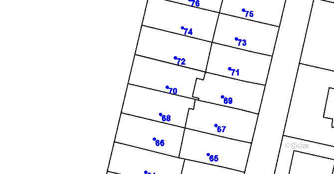 Parcela st. 70 v KÚ Palkovice, Katastrální mapa