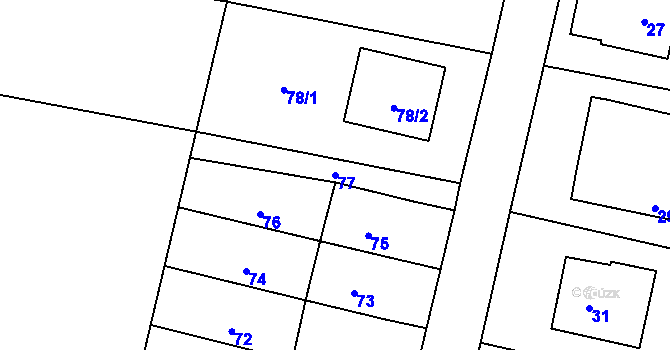 Parcela st. 77 v KÚ Palkovice, Katastrální mapa