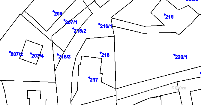 Parcela st. 218 v KÚ Palkovice, Katastrální mapa