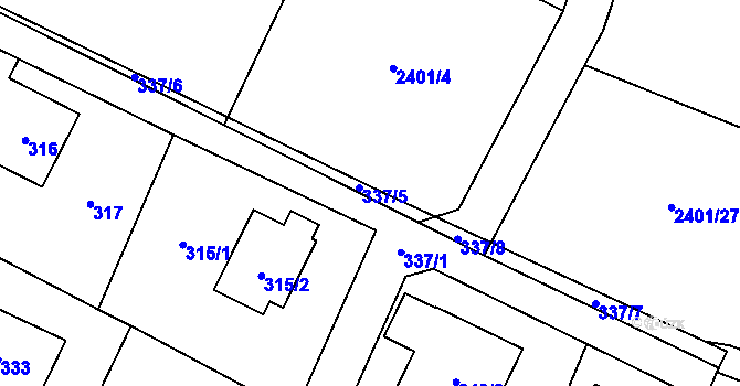 Parcela st. 337/5 v KÚ Palkovice, Katastrální mapa