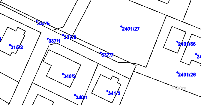 Parcela st. 337/7 v KÚ Palkovice, Katastrální mapa
