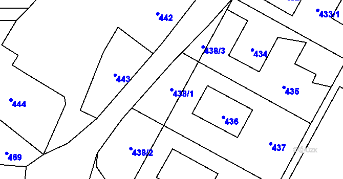 Parcela st. 438/1 v KÚ Palkovice, Katastrální mapa