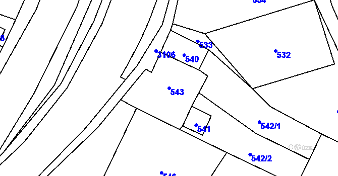 Parcela st. 543 v KÚ Palkovice, Katastrální mapa
