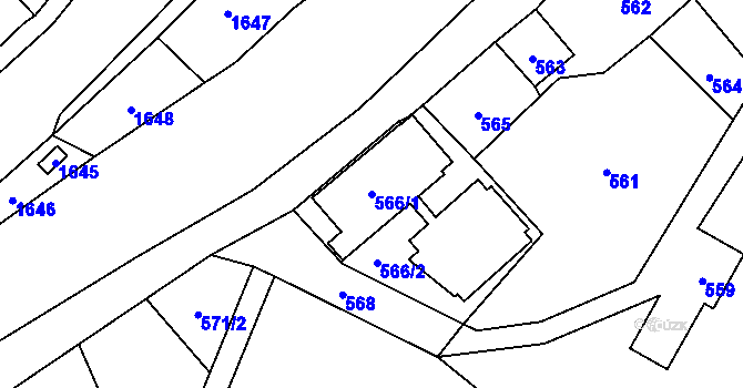 Parcela st. 566/1 v KÚ Palkovice, Katastrální mapa