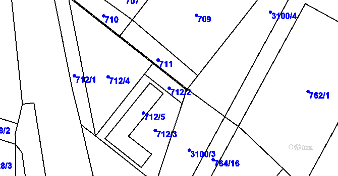 Parcela st. 712/2 v KÚ Palkovice, Katastrální mapa