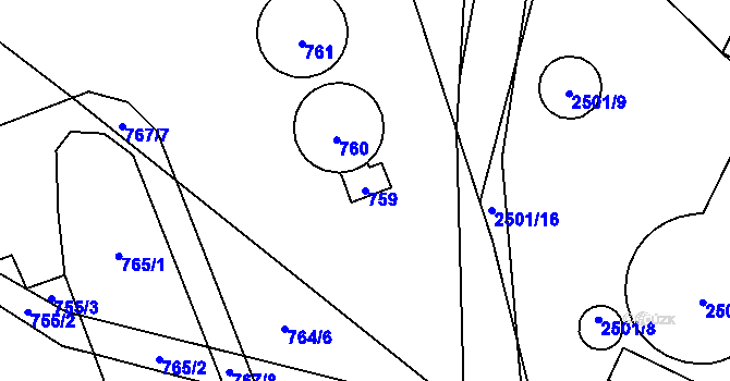 Parcela st. 759 v KÚ Palkovice, Katastrální mapa