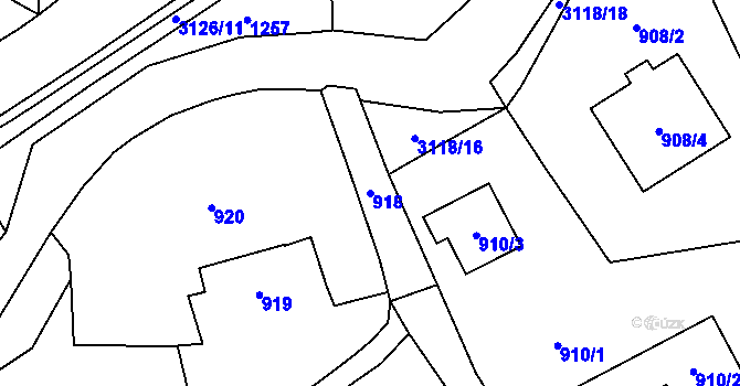 Parcela st. 918 v KÚ Palkovice, Katastrální mapa