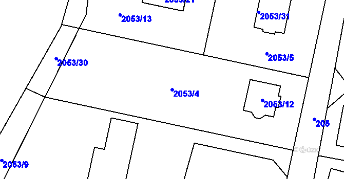 Parcela st. 2053/4 v KÚ Palkovice, Katastrální mapa