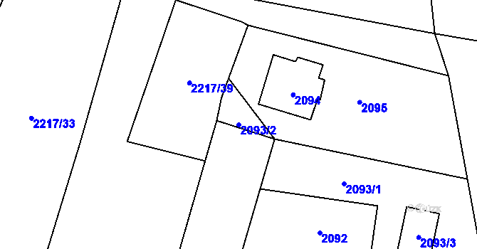 Parcela st. 2093/2 v KÚ Palkovice, Katastrální mapa