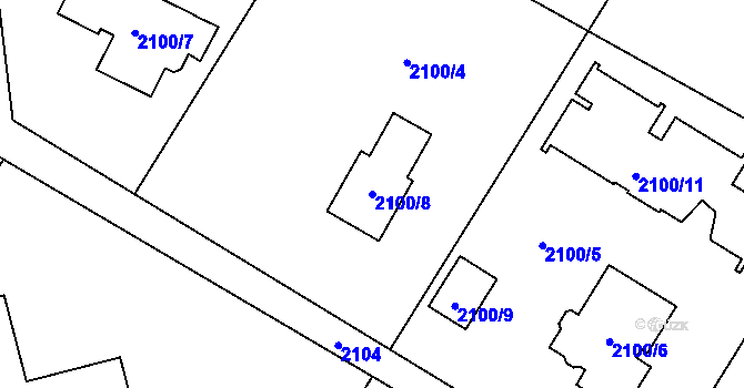 Parcela st. 2100/8 v KÚ Palkovice, Katastrální mapa