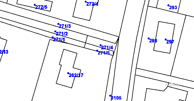 Parcela st. 271/5 v KÚ Palkovice, Katastrální mapa