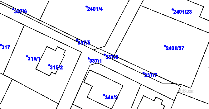 Parcela st. 337/8 v KÚ Palkovice, Katastrální mapa