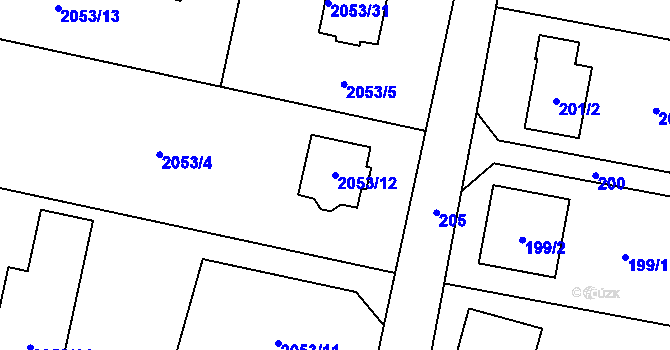 Parcela st. 2053/12 v KÚ Palkovice, Katastrální mapa