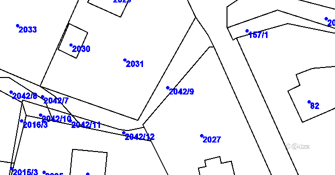 Parcela st. 2042/9 v KÚ Palkovice, Katastrální mapa