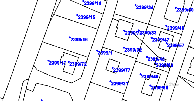 Parcela st. 2399/1 v KÚ Palkovice, Katastrální mapa