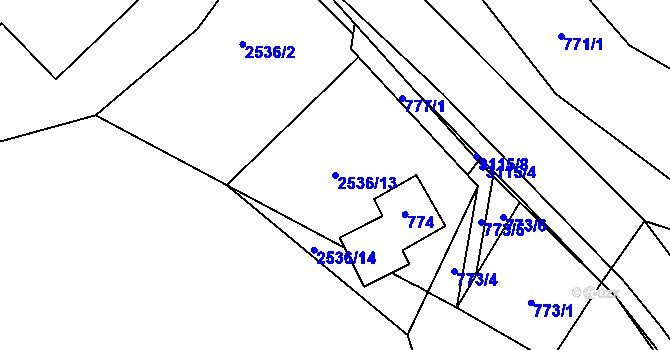 Parcela st. 2536/13 v KÚ Palkovice, Katastrální mapa