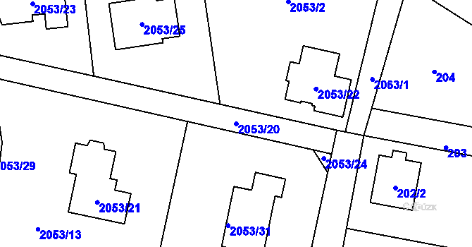 Parcela st. 2053/20 v KÚ Palkovice, Katastrální mapa