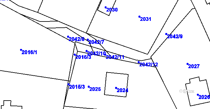 Parcela st. 2042/11 v KÚ Palkovice, Katastrální mapa