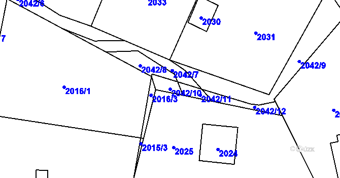 Parcela st. 2042/10 v KÚ Palkovice, Katastrální mapa