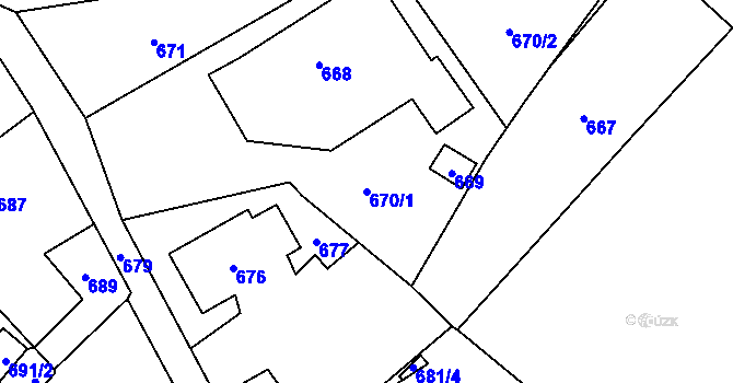 Parcela st. 670/1 v KÚ Palkovice, Katastrální mapa