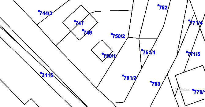 Parcela st. 750/1 v KÚ Palkovice, Katastrální mapa