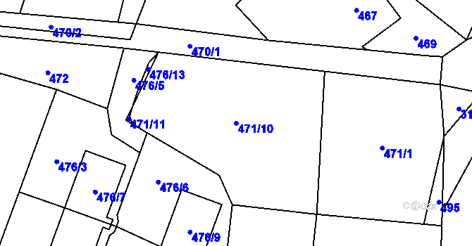 Parcela st. 471/10 v KÚ Palkovice, Katastrální mapa