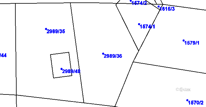 Parcela st. 2989/36 v KÚ Palkovice, Katastrální mapa