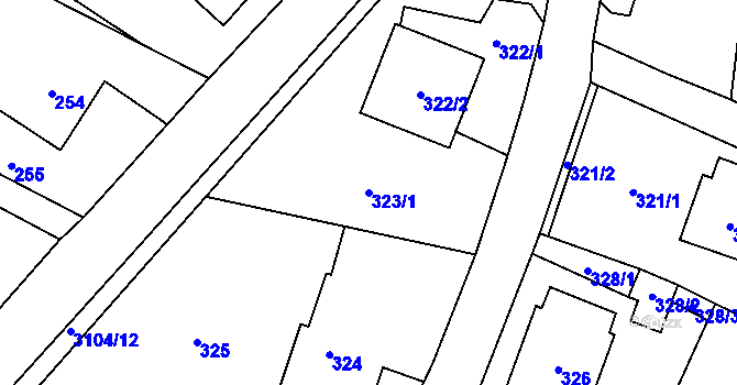 Parcela st. 323/1 v KÚ Palkovice, Katastrální mapa