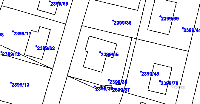 Parcela st. 2399/65 v KÚ Palkovice, Katastrální mapa