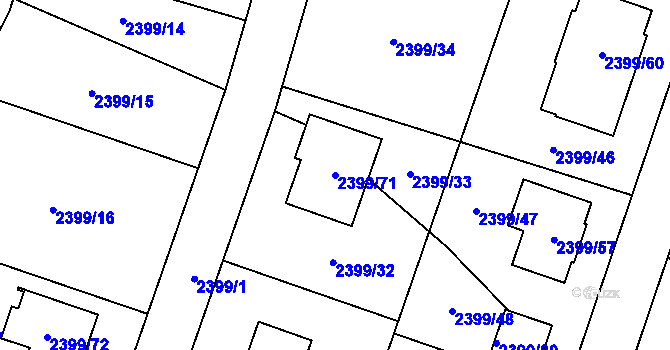 Parcela st. 2399/71 v KÚ Palkovice, Katastrální mapa