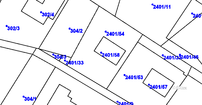Parcela st. 2401/58 v KÚ Palkovice, Katastrální mapa