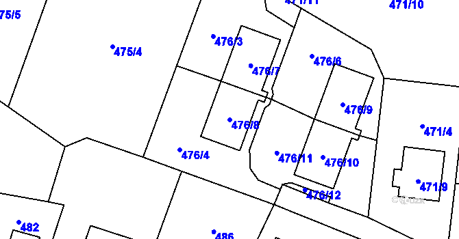 Parcela st. 476/8 v KÚ Palkovice, Katastrální mapa