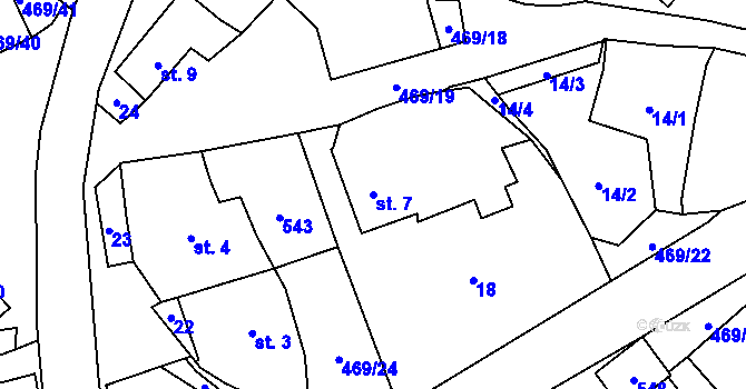 Parcela st. 7 v KÚ Palonín, Katastrální mapa